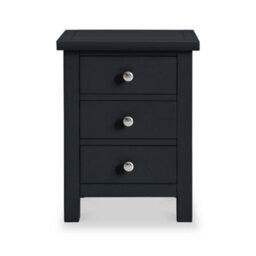 Cornish Black 3 Drawer Bedside Table - Fully Assembled By Roseland Furniture - thumbnail 3