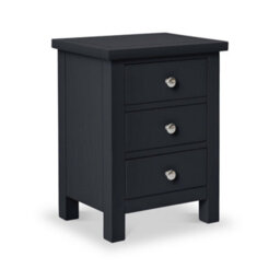 Cornish Black 3 Drawer Bedside Table - Fully Assembled By Roseland Furniture - thumbnail 1