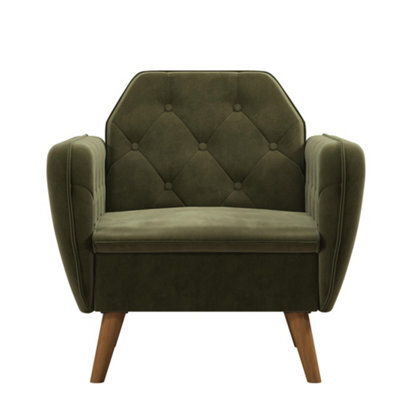 Novogratz Teresa Accent Chair With Memory Foam In Velvet Green - image 1
