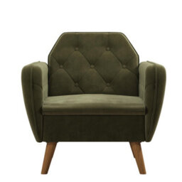 Novogratz Teresa Accent Chair With Memory Foam In Velvet Green - thumbnail 1