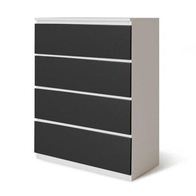 Urbn-Living Urbnliving Height 89Cm 4 Drawer Skagen Wooden Bedroom Chest Cabinet Colour White Carcass And Black Drawers No Handle Storage - image 1