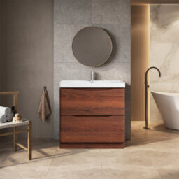 Plum&clay Eden Redwood Floor Standing Vanity Unit With Ceramic Basin (W)900mm