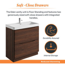 Plum&clay Eden Redwood Floor Standing Vanity Unit With Ceramic Basin (W)900mm - thumbnail 5