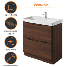 Plum&clay Eden Redwood Floor Standing Vanity Unit With Ceramic Basin (W)900mm - thumbnail 7