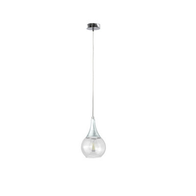 Luminosa Lighting Luminosa Lacrima Slim Pendant Ceiling Light Silver Transparent Glass Shade 1X E27 - image 1