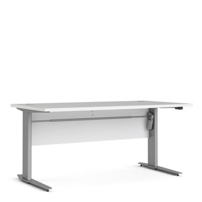 Furniture To Go Prima Desk 150 Cm In White With Height Adjustable Legs With Electric Control In Silver Grey Steel - image 1