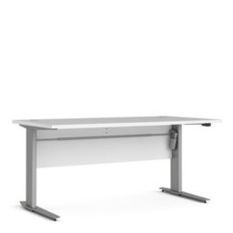 Furniture To Go Prima Desk 150 Cm In White With Height Adjustable Legs With Electric Control In Silver Grey Steel - thumbnail 1