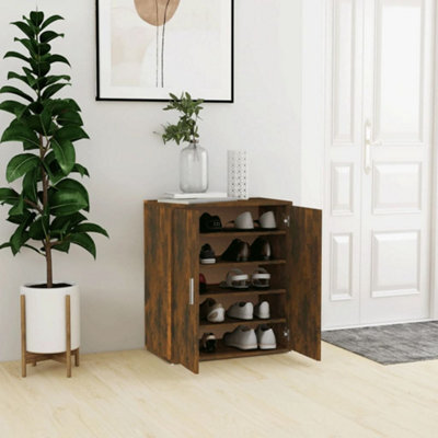 Berkfield Shoe Cabinet Smoked Oak 60X35X70 Cm Engineered Wood - image 1