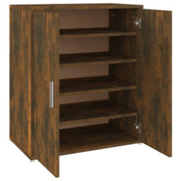 Berkfield Shoe Cabinet Smoked Oak 60X35X70 Cm Engineered Wood - thumbnail 2