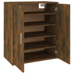 Berkfield Shoe Cabinet Smoked Oak 60X35X70 Cm Engineered Wood - thumbnail 7