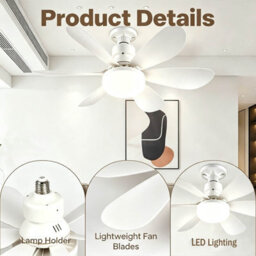 High Airflow White Flush Mount Ceiling Fan Light, Modern Design, 3 Adjustable Speeds,three-Colour Led Ideal For Bedrooms, Kitchens - thumbnail 4