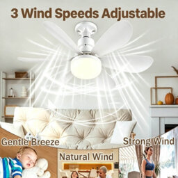 High Airflow White Flush Mount Ceiling Fan Light, Modern Design, 3 Adjustable Speeds,three-Colour Led Ideal For Bedrooms, Kitchens - thumbnail 5