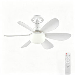 High Airflow White Flush Mount Ceiling Fan Light, Modern Design, 3 Adjustable Speeds,three-Colour Led Ideal For Bedrooms, Kitchens