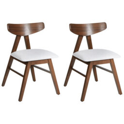 Beliani Set Of 2 Dining Chairs Lacota Wood Dark Brown/ Grey - thumbnail 1