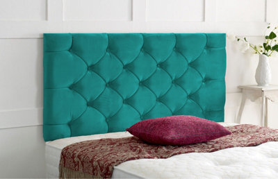 "Adore Designs Chesterfield Plush Velvet 5Ft Kingsize 24"" Headboard -  Mallard"