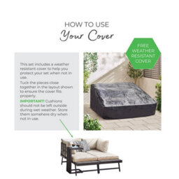 Furniturebox Riviera Grey Garden Corner Sofa Set, Outdoor Aluminium Garden Sofa Sun Lounger Day Bed, 4 Seat Patio Coffee Table Set - thumbnail 8