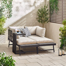 Furniturebox Riviera Grey Garden Corner Sofa Set, Outdoor Aluminium Garden Sofa Sun Lounger Day Bed, 4 Seat Patio Coffee Table Set - thumbnail 3