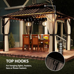 Outsunny 3 X 3 M Hardtop Gazebo Canopy With Aluminium Frame, Garden Gazebo - thumbnail 8