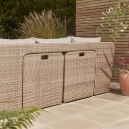 GoodHome Elos Beige Rattan Effect 9 Seater Modular Corner Dining Set - thumbnail 4
