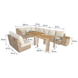 GoodHome Elos Beige Rattan Effect 9 Seater Modular Corner Dining Set - thumbnail 8