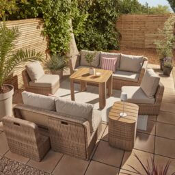 GoodHome Elos Beige Rattan Effect 9 Seater Modular Corner Dining Set - thumbnail 3