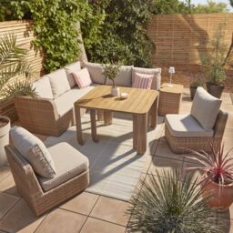 GoodHome Elos Beige Rattan Effect 9 Seater Modular Corner Dining Set - thumbnail 2