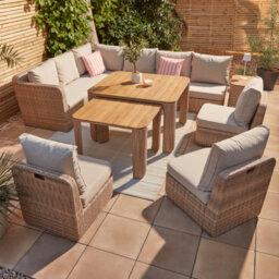 GoodHome Elos Beige Rattan Effect 9 Seater Modular Corner Dining Set - thumbnail 1