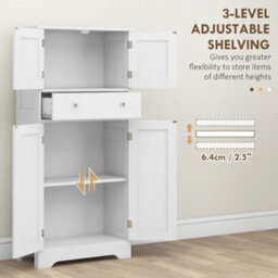 Homcom Kitchen Cupboard Kitchen Cabinet With Drawer And Adjustable Shelf White - thumbnail 6