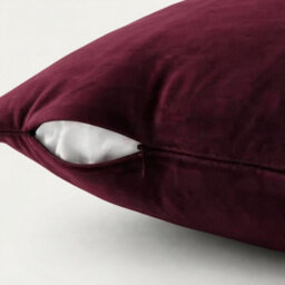 "Set Of 4 Burgundy Crushed Velvet Cushion Covers 18 X 18"" Sofa Pillows" - thumbnail 2