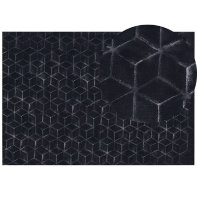 Beliani Faux Fur Rug Thatta Black 160 X 230 Cm - image 1