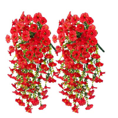 Artificial Outdoor Hanging Petunia Flowers, 2 Pieces Faux Petunias, Hanging Artificial Flowers, Weather Resistant, Uv Resistant - image 1