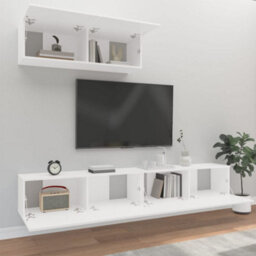Berkfield 3 Piece Tv Cabinet Set White Engineered Wood - thumbnail 3