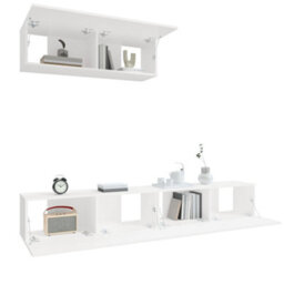 Berkfield 3 Piece Tv Cabinet Set White Engineered Wood - thumbnail 4
