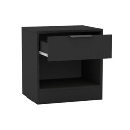 Urbn-Living Urbnliving 45Cm Width 1-Drawer Bedside Black Table Cabinet Nightstand Storage Shelf Bedroom Furniture Unit Set Of 2 - thumbnail 5