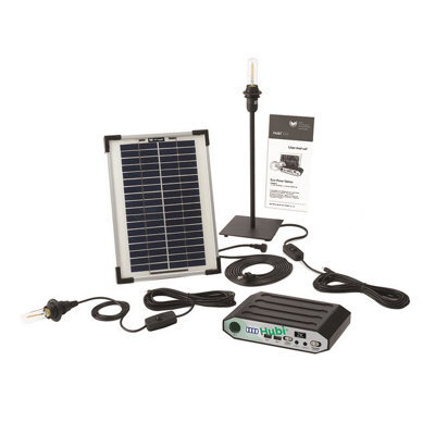 Solartechnology Hubi Retro 1 - Solar Light And Power Kit, 5W Panel With Warm Lighting For Glamping And Summer Houses - image 1