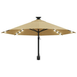 Berkfield Wall-Mounted Parasol With Leds And Metal Pole 300 Cm Taupe - thumbnail 4