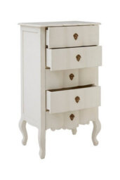 Orsina Antique Style 5 Drawer White Chest, Weathered White Bedroom Storage Cabinet, Carved Bayur Wood Chest - thumbnail 6