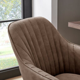 Furniturebox Booker Brown Faux Leather Office Chair - Stylish Tub Design Office Chair With Swivel & Castors - Premium Office Chair Home Or Work - thumbnail 5