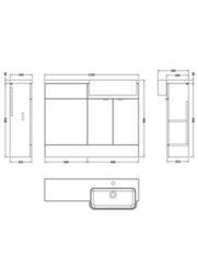 Hudson Reed Fusion Floor Standing Combination Vanity Unit & Right Hand Semi Recessed Basin, Sink Vanity Unit, Bleached Oak, 1100mm - thumbnail 3