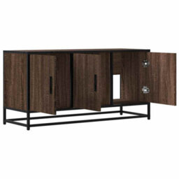 Berkfield Tv Cabinet Brown Oak 100X35X50 Cm Engineered Wood And Metal - thumbnail 7