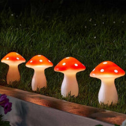 Storm Trading Group Set Of 4 Solar Power Fairy Mushroom Stake Lights Outdoor Garden Pathway Décor - thumbnail 1