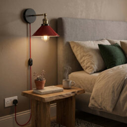Industrial Red Effect Plug-In Wall Light - Red 2 Pack With Dimmable Switch - thumbnail 8