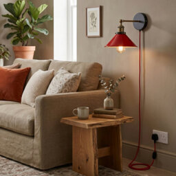 Industrial Red Effect Plug-In Wall Light - Red 2 Pack With Dimmable Switch - thumbnail 9