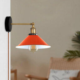 Industrial Red Effect Plug-In Wall Light - Red 2 Pack With Dimmable Switch - thumbnail 2