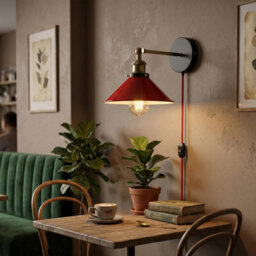 Industrial Red Effect Plug-In Wall Light - Red 2 Pack With Dimmable Switch - thumbnail 7