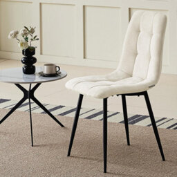 Longtoo Set Of 2 Linen Upholstered Dining Chairs With High Back And Modern Design,cream - thumbnail 2