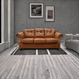 Chesterfield 3 Seater Old English Tan Leather Sofa Bespoke In Era Style - thumbnail 4