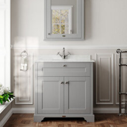 Hudson Reed Floor Standing Two Door Traditional Vanity Unit With 1 Tap Hole White Marble Top & Basin In Storm Grey, 820 X 470mm - thumbnail 2
