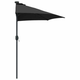 Berkfield Garden Parasol With Led Strip Lights Black Fabric - thumbnail 6