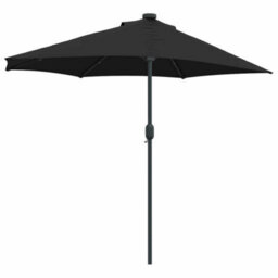 Berkfield Garden Parasol With Led Strip Lights Black Fabric - thumbnail 7